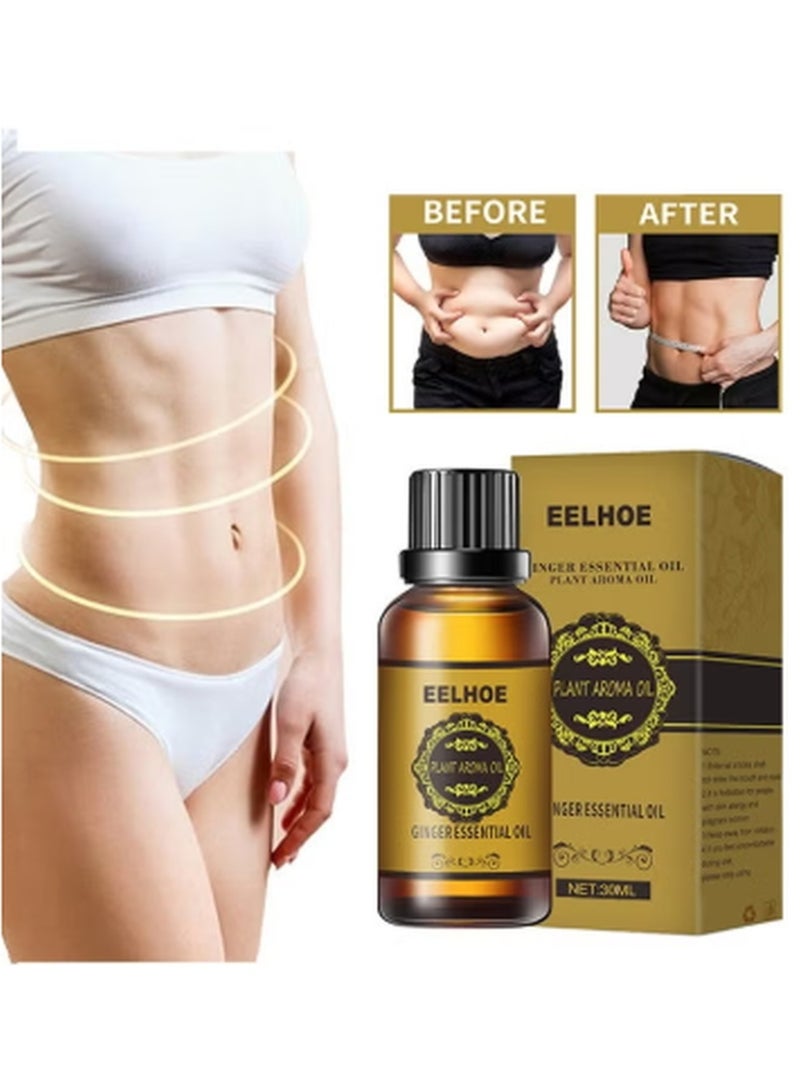 إيلهو زيت الزنجبيل العطري للتنحيف، زيت عطري لتصريف السوائل اللمفاوية وإزالة السموم، زيت تدليك طبيعي للتنحيف، زيت لإنقاص الوزن، مزيل السيلوليت، زيت تدليك للشعر وفروة الرأس، زيت لحرق الدهون، زيت للعناية بالجمال والصحة والجسم [30 مل] - Image 1